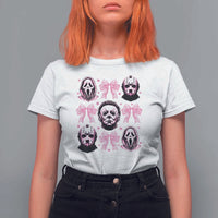 Halloween T Shirt For Women Scary Murderers Pink Bows Coquette Aesthetic - Wonder Print Shop