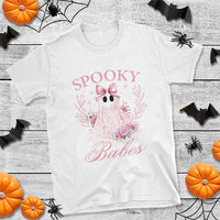 Halloween T Shirt Spooky Babes Pink Ghost Coquette Aesthetic - Wonder Print Shop