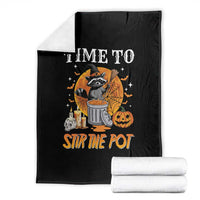 Funny Halloween Throw Blanket Time To Stir The Pot Cute Raccoon Pumpkin - Wonder Print Shop