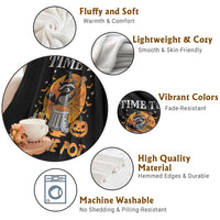 Funny Halloween Throw Blanket Time To Stir The Pot Cute Raccoon Pumpkin - Wonder Print Shop