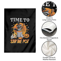 Funny Halloween Garden Flag Time To Stir The Pot Cute Raccoon Pumpkin - Wonder Print Shop
