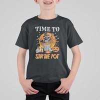 Funny Halloween T Shirt For Kid Time To Stir The Pot Cute Raccoon Pumpkin - Wonder Print Shop
