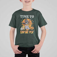 Funny Halloween T Shirt For Kid Time To Stir The Pot Cute Raccoon Pumpkin - Wonder Print Shop