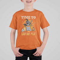 Funny Halloween T Shirt For Kid Time To Stir The Pot Cute Raccoon Pumpkin - Wonder Print Shop