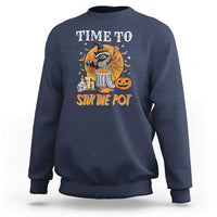 Funny Halloween Sweatshirt Time To Stir The Pot Cute Raccoon Pumpkin - Wonder Print Shop