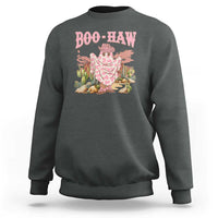 Halloween Western Sweatshirt Boo Haw Cute Country Cowboy Ghost - Wonder Print Shop
