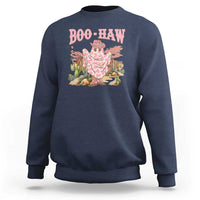Halloween Western Sweatshirt Boo Haw Cute Country Cowboy Ghost - Wonder Print Shop