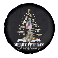 Veteran Day Xmas Spare Tire Cover Merry Veteran Christmas Fir Tree Dog Tag Combat Shoes