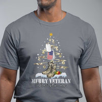 Veteran Day Xmas T Shirt Merry Veteran Christmas Fir Tree Dog Tag Combat Shoes - Wonder Print Shop