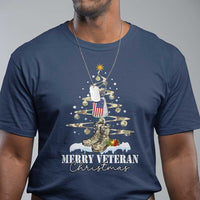 Veteran Day Xmas T Shirt Merry Veteran Christmas Fir Tree Dog Tag Combat Shoes - Wonder Print Shop