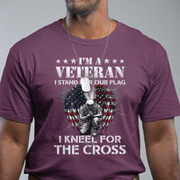Veterans T Shirt I'm A Veteran I Stand For Our Flag I Kneel For The Cross Military - Wonder Print Shop
