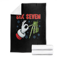 Funny 67 Christmas Throw Blanket Six Seven Meme Santa Skeleton Hands Gesture Gen Alpha - Wonder Print Shop