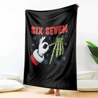 Funny 67 Christmas Throw Blanket Six Seven Meme Santa Skeleton Hands Gesture Gen Alpha - Wonder Print Shop