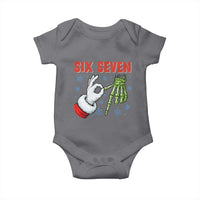 Funny 67 Christmas Baby Onesie Six Seven Meme Santa Skeleton Hands Gesture Gen Alpha - Wonder Print Shop