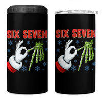 Funny 67 Christmas 4 in 1 Can Cooler Tumbler Six Seven Meme Santa Skeleton Hands Gesture Gen Alpha - Wonder Print Shop