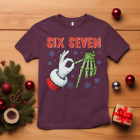 Funny 67 Christmas T Shirt Six Seven Meme Santa Skeleton Hands Gesture Gen Alpha - Wonder Print Shop