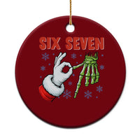 Funny 67 Xmas Ceramic Ornament Six Seven Meme Santa Skeleton Hands Gesture Gen Alpha - Wonder Print Shop