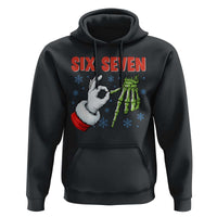 Funny 67 Christmas Hoodie Six Seven Meme Santa Skeleton Hands Gesture Gen Alpha - Wonder Print Shop