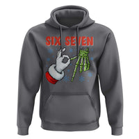 Funny 67 Christmas Hoodie Six Seven Meme Santa Skeleton Hands Gesture Gen Alpha - Wonder Print Shop
