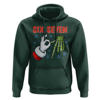 Funny 67 Christmas Hoodie Six Seven Meme Santa Skeleton Hands Gesture Gen Alpha - Wonder Print Shop