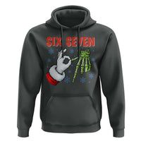 Funny 67 Christmas Hoodie Six Seven Meme Santa Skeleton Hands Gesture Gen Alpha - Wonder Print Shop