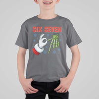Funny 67 Christmas T Shirt For Kid Six Seven Meme Santa Skeleton Hands Gesture Gen Alpha - Wonder Print Shop