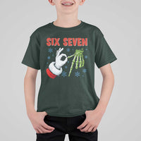 Funny 67 Christmas T Shirt For Kid Six Seven Meme Santa Skeleton Hands Gesture Gen Alpha - Wonder Print Shop