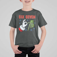 Funny 67 Christmas T Shirt For Kid Six Seven Meme Santa Skeleton Hands Gesture Gen Alpha - Wonder Print Shop