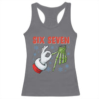 Funny 67 Christmas Racerback Tank Top Six Seven Meme Santa Skeleton Hands Gesture Gen Alpha - Wonder Print Shop