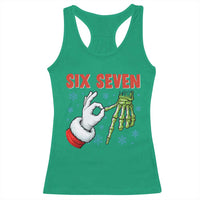 Funny 67 Christmas Racerback Tank Top Six Seven Meme Santa Skeleton Hands Gesture Gen Alpha - Wonder Print Shop