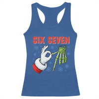Funny 67 Christmas Racerback Tank Top Six Seven Meme Santa Skeleton Hands Gesture Gen Alpha - Wonder Print Shop