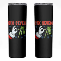 Funny 67 Christmas Skinny Tumbler Six Seven Meme Santa Skeleton Hands Gesture Gen Alpha - Wonder Print Shop