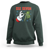 Funny 67 Christmas Sweatshirt Six Seven Meme Santa Skeleton Hands Gesture Gen Alpha - Wonder Print Shop