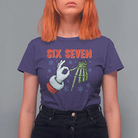 Funny 67 Christmas T Shirt For Women Six Seven Meme Santa Skeleton Hands Gesture Gen Alpha - Wonder Print Shop