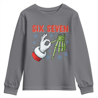 Funny 67 Christmas Youth Sweatshirt Six Seven Meme Santa Skeleton Hands Gesture Gen Alpha - Wonder Print Shop