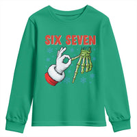 Funny 67 Christmas Youth Sweatshirt Six Seven Meme Santa Skeleton Hands Gesture Gen Alpha - Wonder Print Shop
