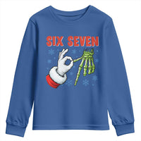Funny 67 Christmas Youth Sweatshirt Six Seven Meme Santa Skeleton Hands Gesture Gen Alpha - Wonder Print Shop
