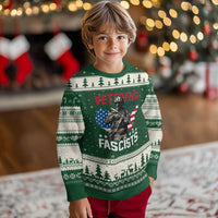 Veterans Against Fascists Ugly Christmas Sweater Patriotic Soldier Vintage American Flag - Wonder Print Shop
