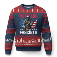 Veterans Against Fascists Ugly Christmas Sweater Patriotic Soldier Vintage American Flag - Wonder Print Shop
