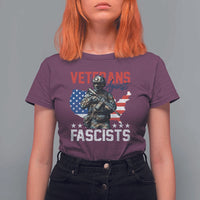 Veterans Against Fascists T Shirt For Women Patriotic Soldier Vintage American Flag - Wonder Print Shop