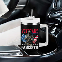 Veterans Against Fascists Tumbler With Handle Patriotic Soldier Vintage American Flag - Wonder Print Shop
