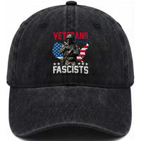 Veterans Against Fascists Washed Cotton Baseball Cap Patriotic Soldier Vintage American Flag