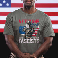 Veterans Against Fascists T Shirt Patriotic Soldier Vintage American Flag - Wonder Print Shop