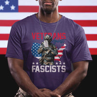 Veterans Against Fascists T Shirt Patriotic Soldier Vintage American Flag - Wonder Print Shop