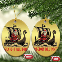 Funny Xmas Santa Viking Christmas Ornament Sleigh All Day Xmas Pagan Norse Longship - Wonder Print Shop