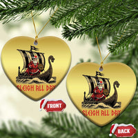 Funny Xmas Santa Viking Christmas Ornament Sleigh All Day Xmas Pagan Norse Longship - Wonder Print Shop