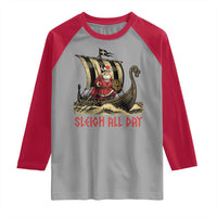 Funny Christmas Santa Viking Raglan Shirt Sleigh All Day Xmas Pagan Norse Longship - Wonder Print Shop