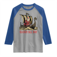 Funny Christmas Santa Viking Raglan Shirt Sleigh All Day Xmas Pagan Norse Longship - Wonder Print Shop