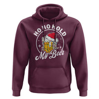 Funny Christmas Beers Hoodie Ho Ho Hold My Beer Vintage Mug Santa Hat