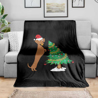 Funny Christmas Wiener Dog Throw Blanket Decorations Xmas Tree - Wonder Print Shop